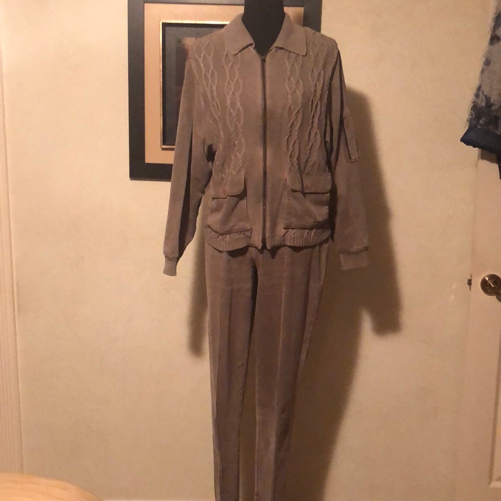 Brown denim pantsuit